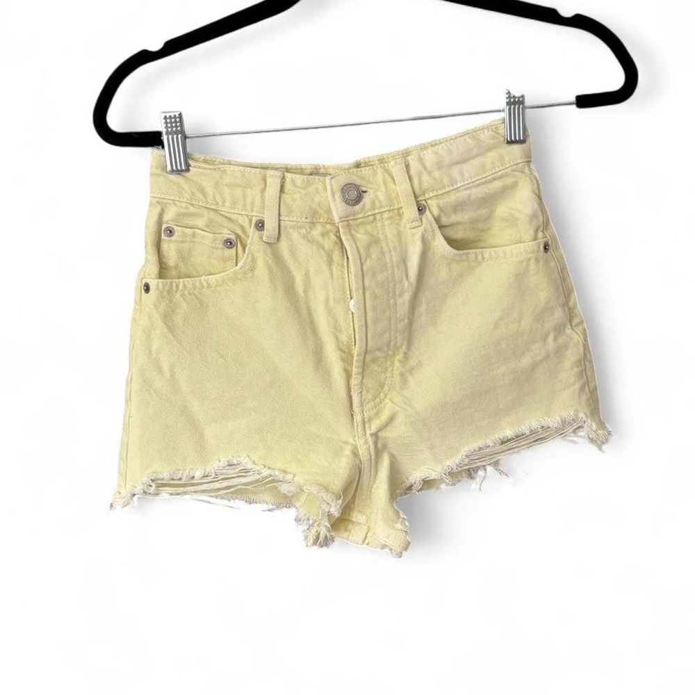 Zara soft yellow denim shorts Size 0 #denim #summer